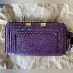 Chloé Marcie Long zip around wallet color intense violine NWT no dust bag or box